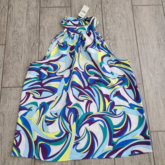 Express women's multi colored swirl print sleeveless halter top size small NWT - Picture 4 of 7